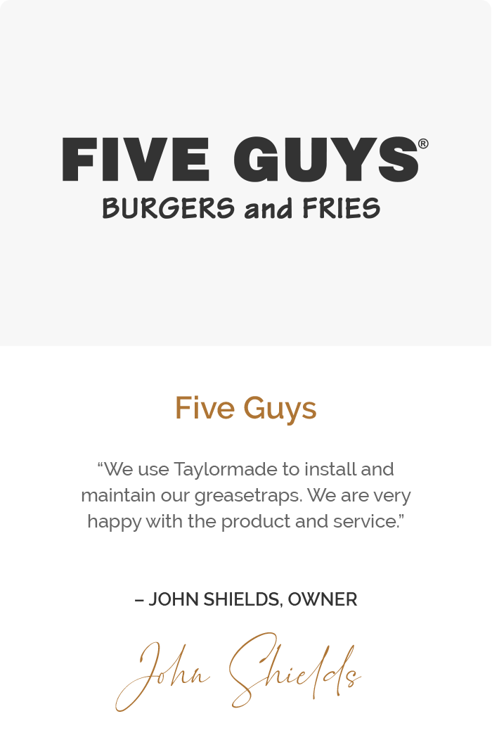 Five Guys testimonial and picture